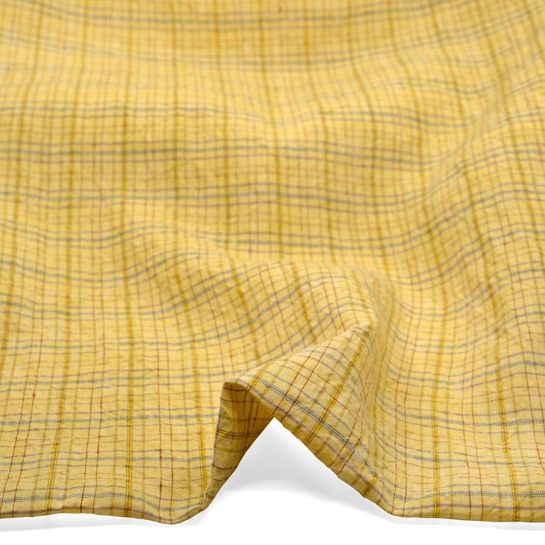 Sherbert Plaid Stonewashed Linen - Lemon Drop | Blackbird Fabrics