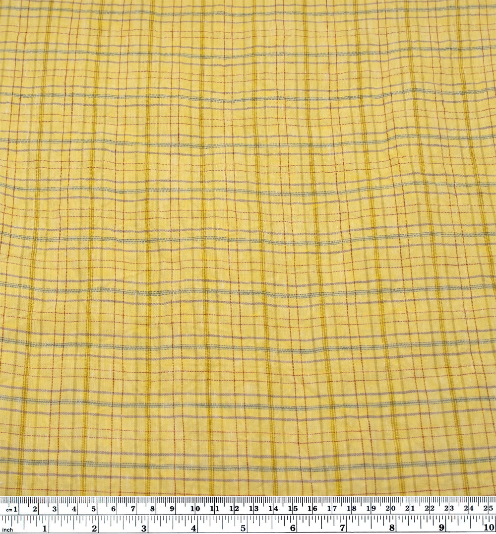 Sherbert Plaid Stonewashed Linen - Lemon Drop | Blackbird Fabrics
