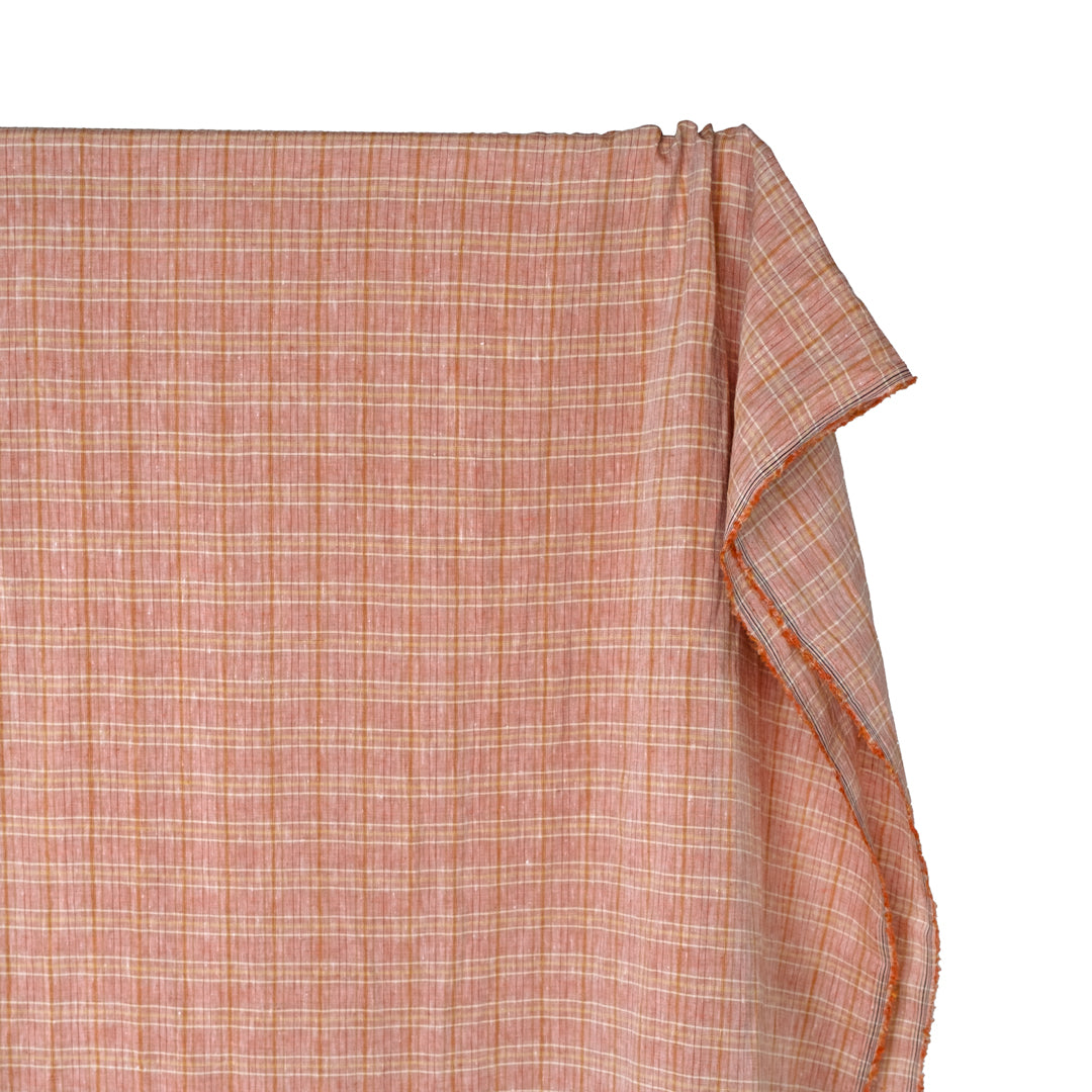 Sherbert Plaid Stonewashed Linen - Blood Orange | Blackbird Fabrics