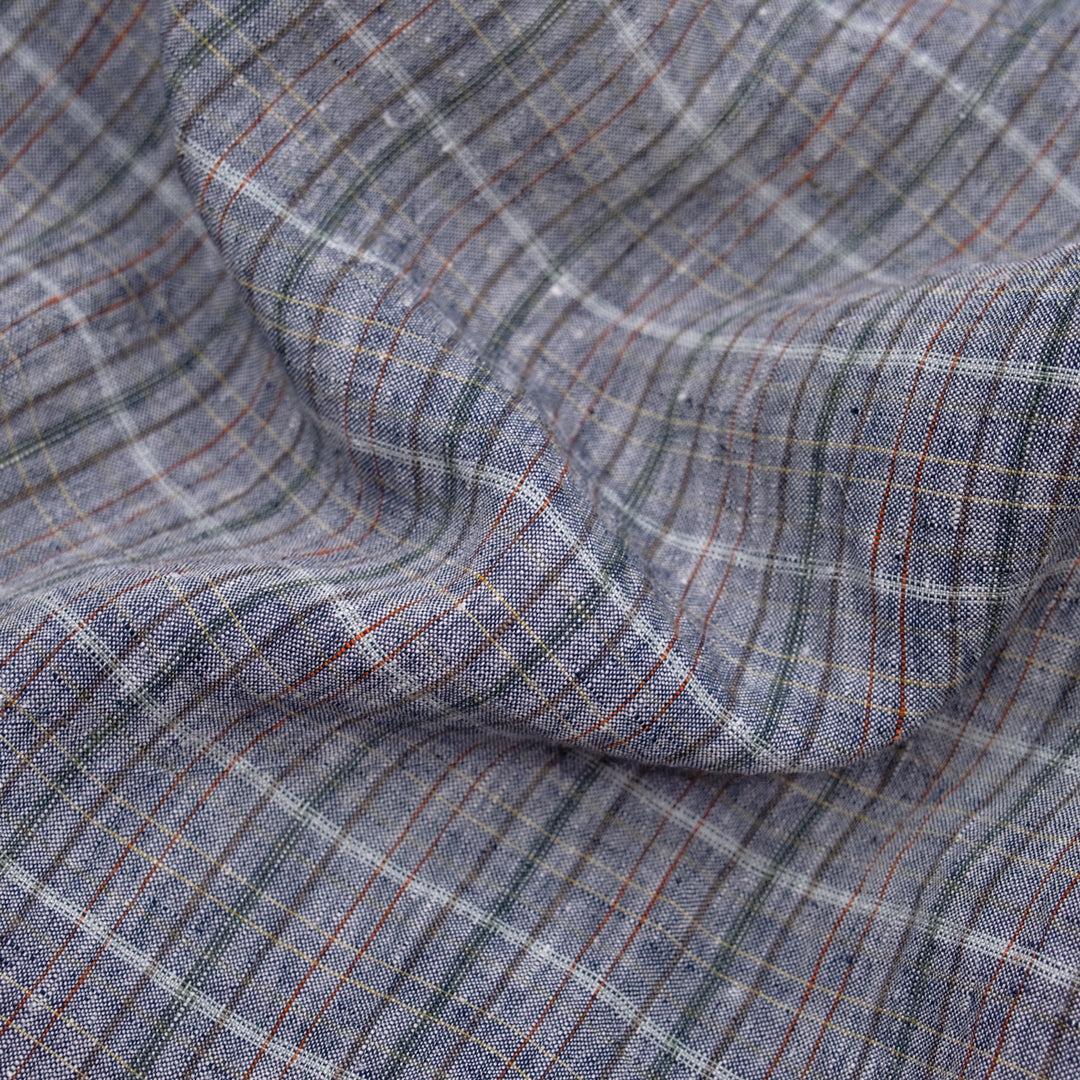 Sherbert Plaid Stonewashed Linen - Navy | Blackbird Fabrics