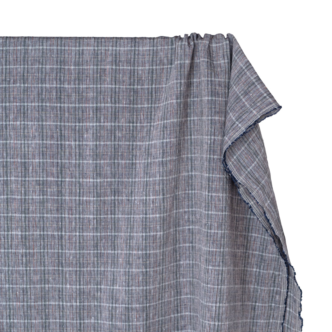 Sherbert Plaid Stonewashed Linen - Navy | Blackbird Fabrics