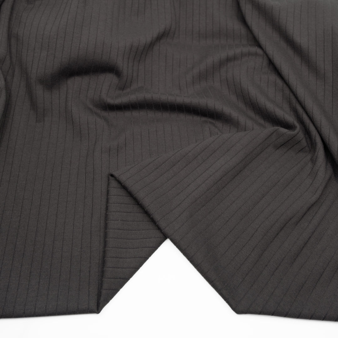 Wide Rib Knit - Charcoal | Blackbird Fabrics