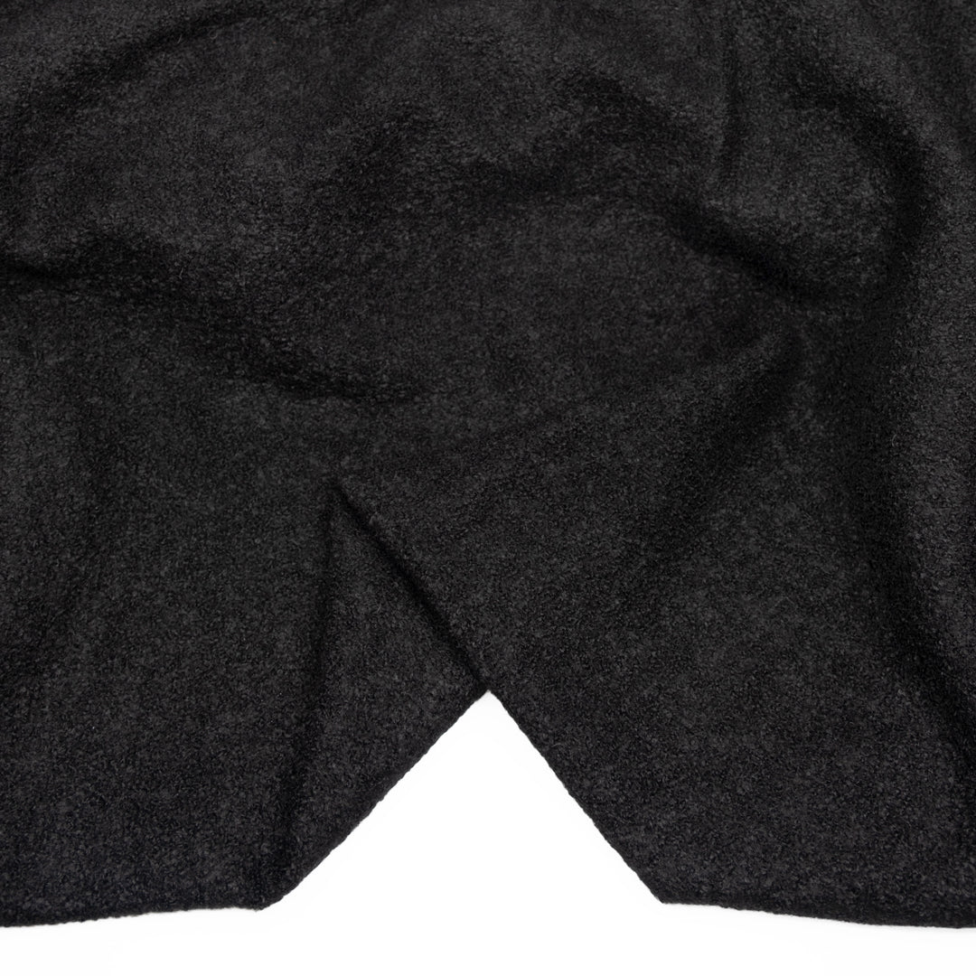 Poly Wool Blend Bouclé Coating - Black | Blackbird Fabrics