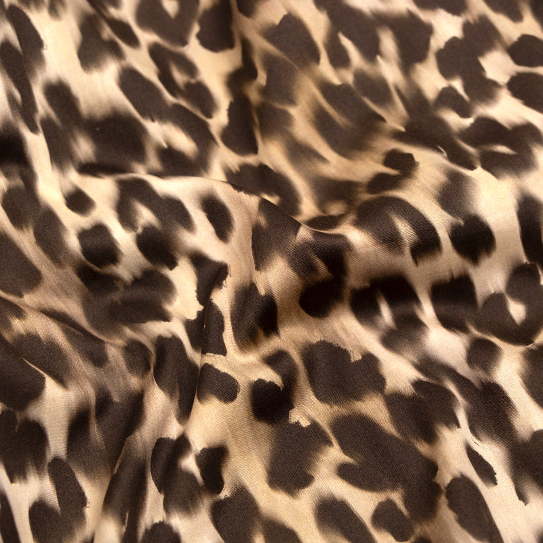 Blurred Leopard Cotton Sateen - Biscuit/Chocolate  | Blackbird Fabrics