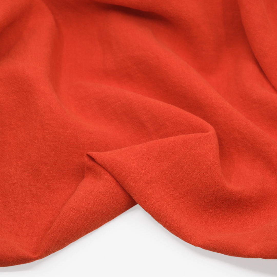Washed Linen - Tangerine | Blackbird Fabrics