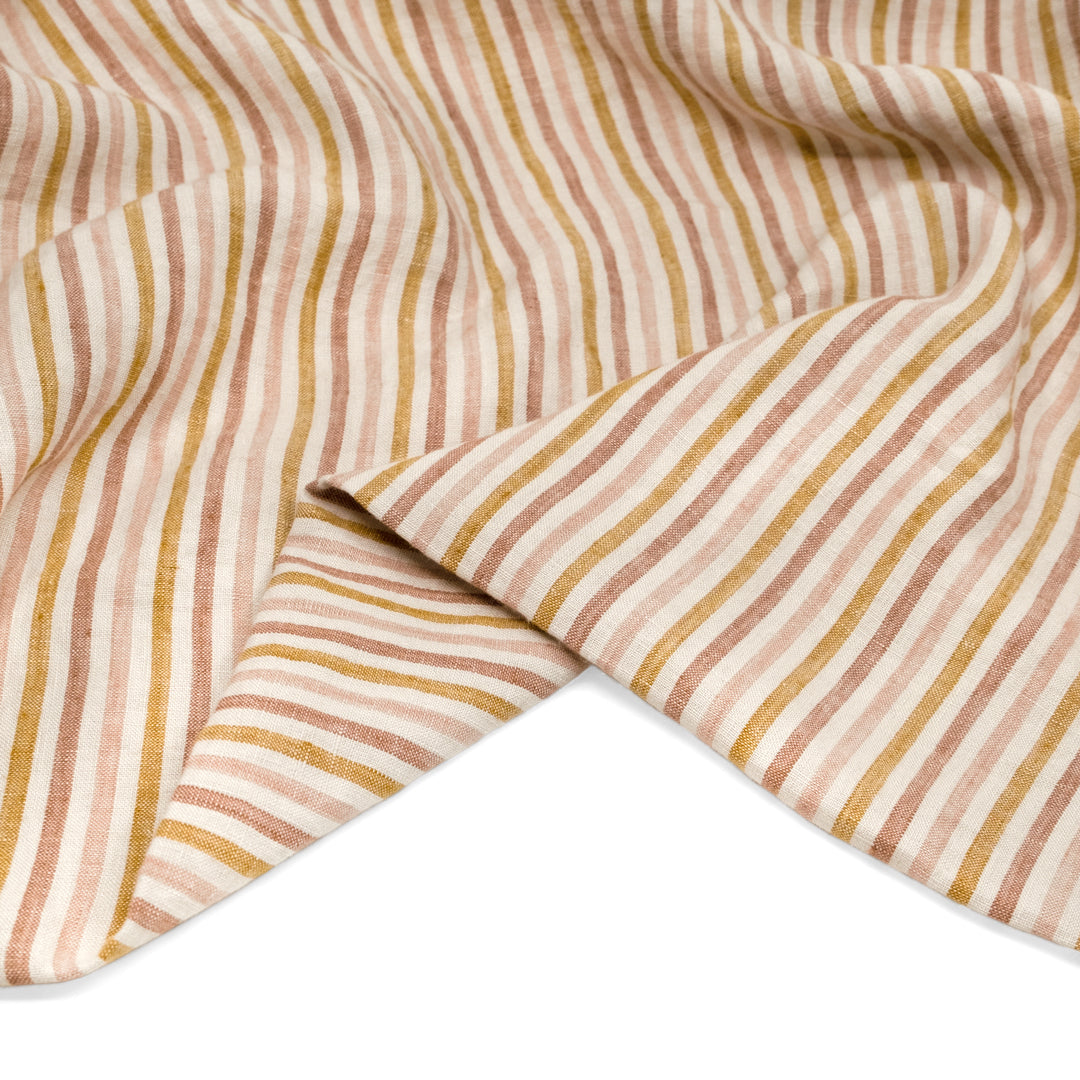 Multi Stripe Soft Washed Linen - Sea Shell | Blackbird Fabrics