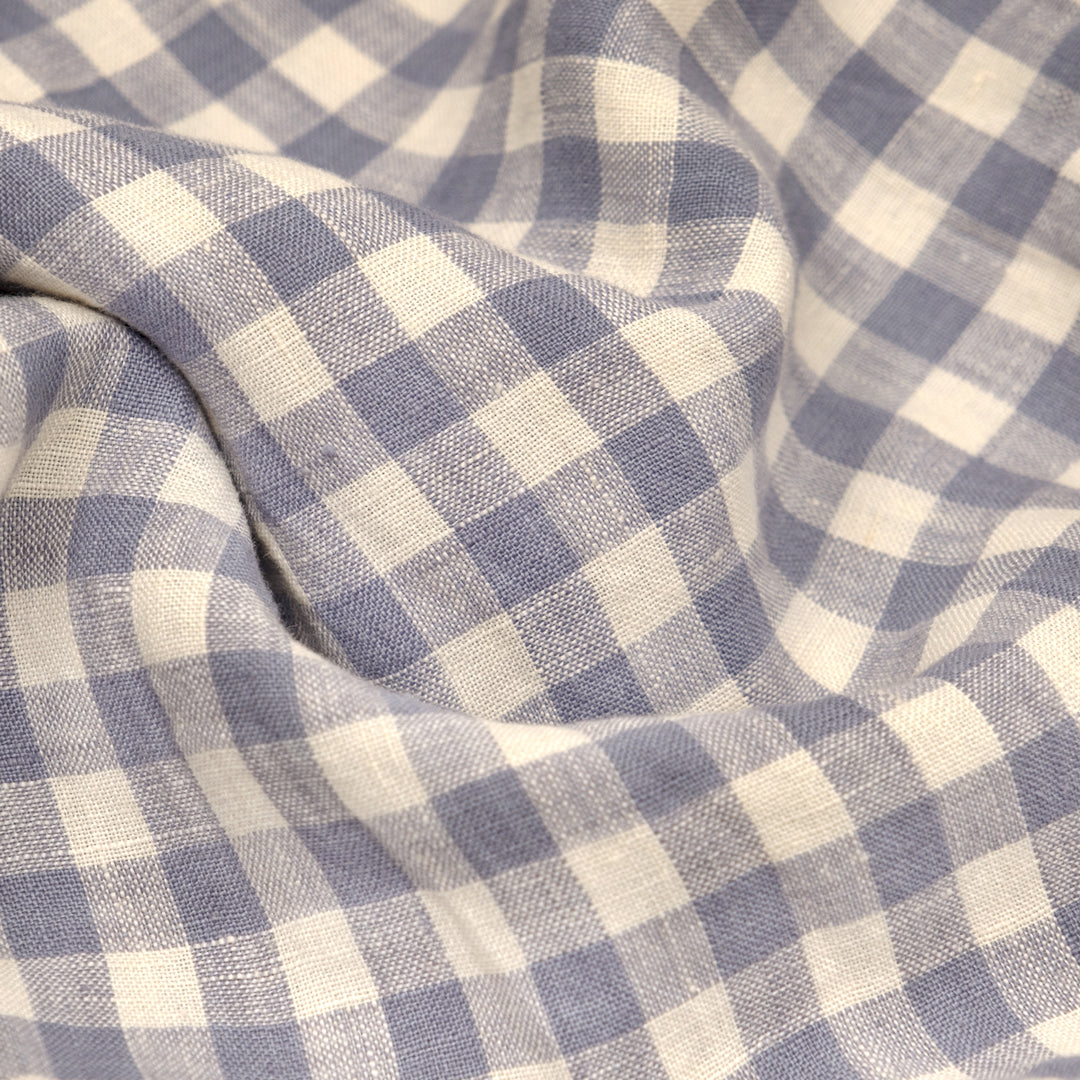 Gingham Soft Washed Linen - London Fog | Blackbird Fabrics