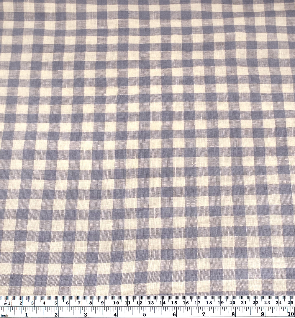 Gingham Soft Washed Linen - London Fog | Blackbird Fabrics
