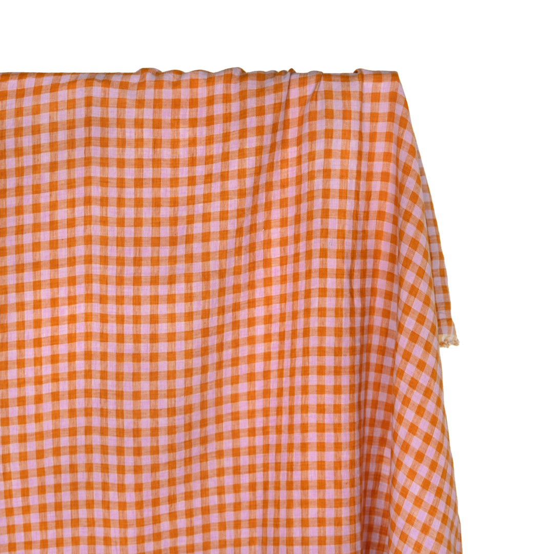 Gingham Soft Washed Linen - Tiger Lily | Blackbird Fabrics