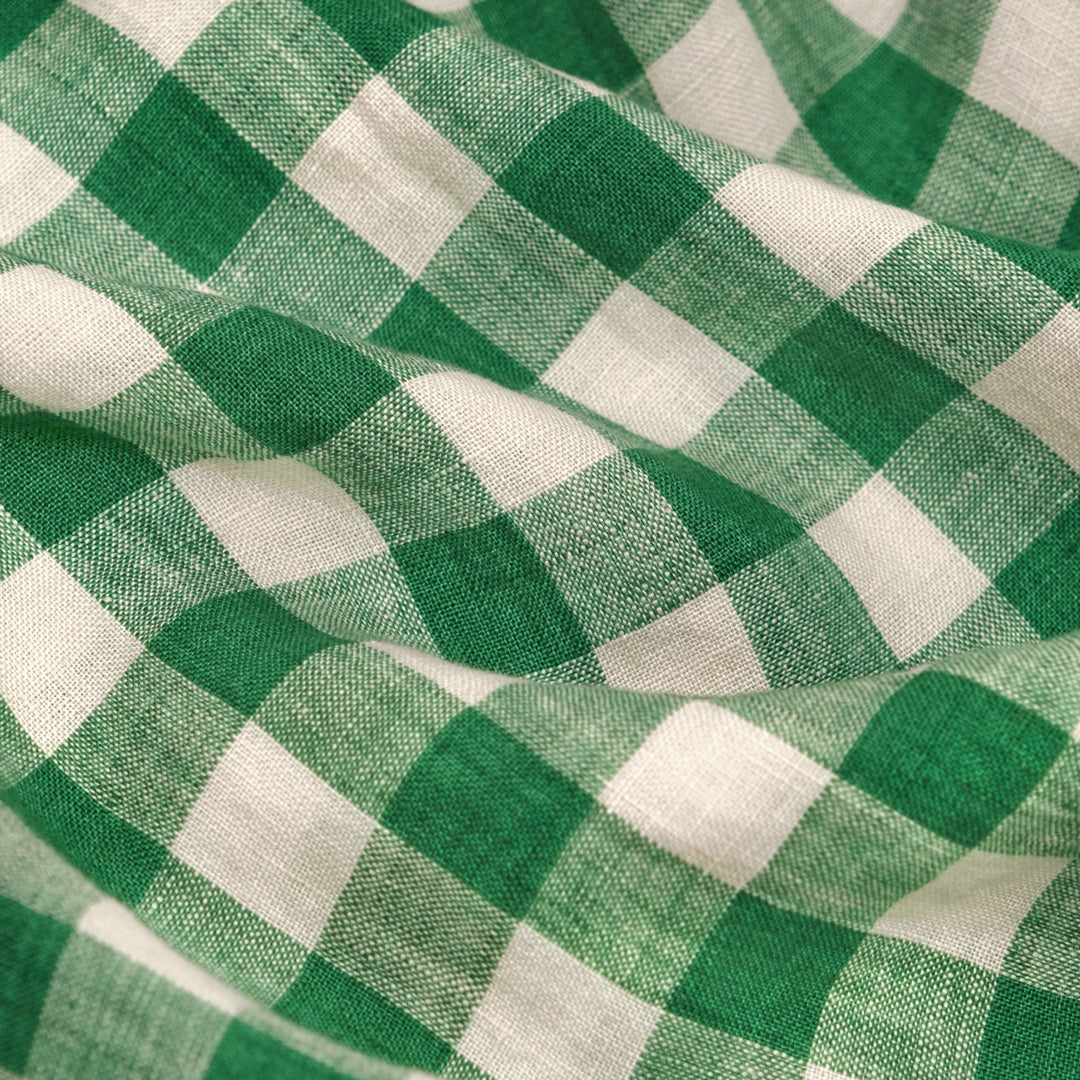 Jumbo Gingham Soft Washed Linen - Topiary | Blackbird Fabrics