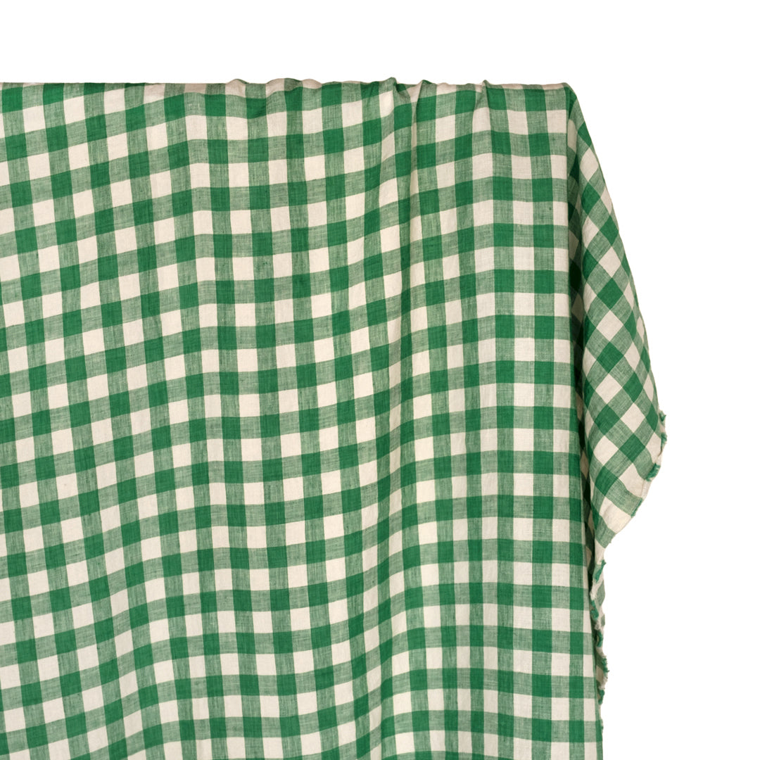 Jumbo Gingham Soft Washed Linen - Topiary | Blackbird Fabrics