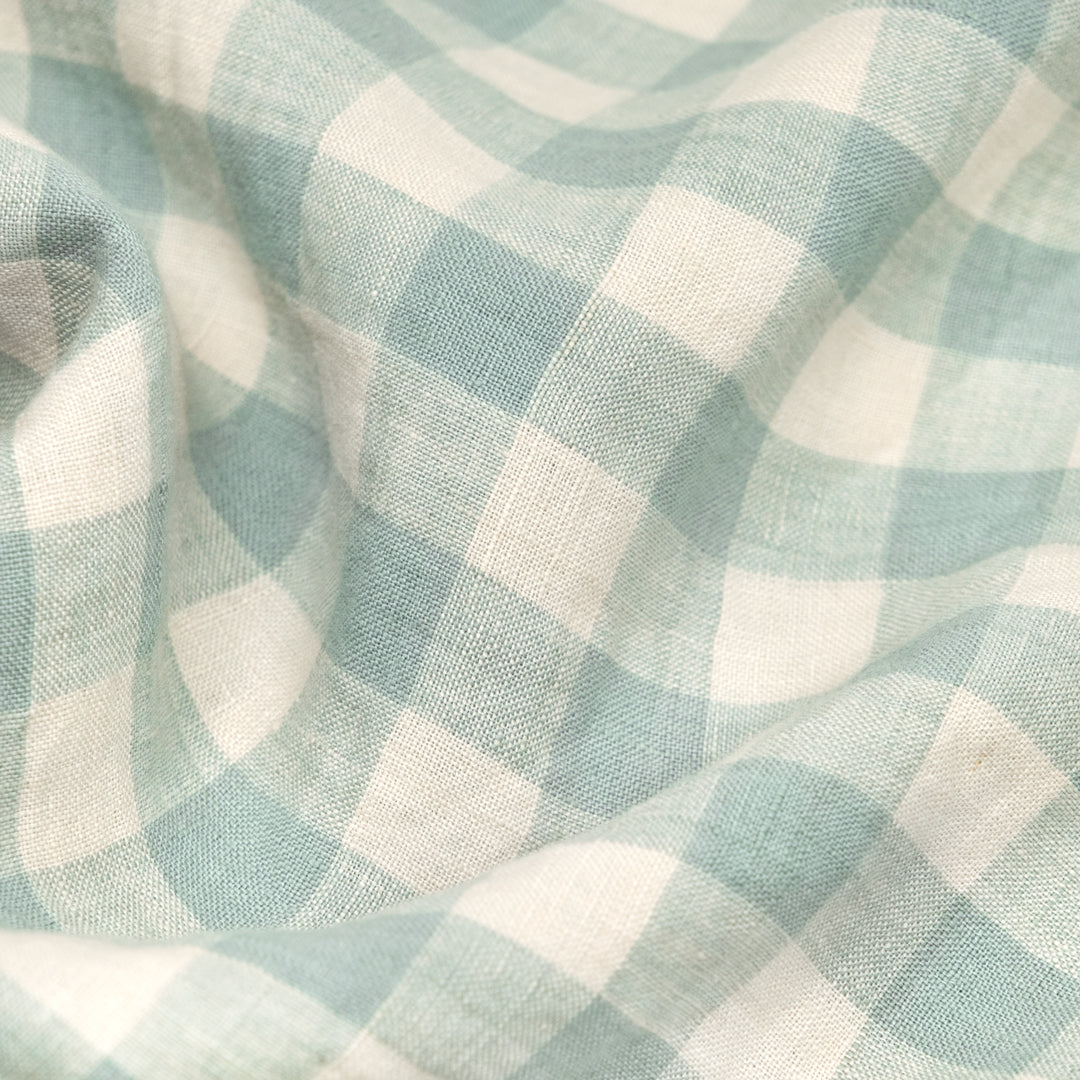 Jumbo Gingham Soft Washed Linen - Morning Mist | Blackbird Fabrics