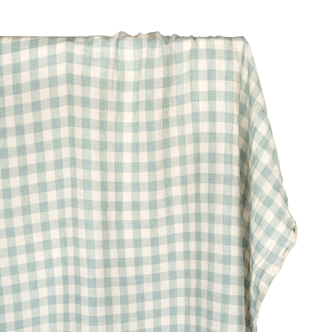 Jumbo Gingham Soft Washed Linen - Morning Mist | Blackbird Fabrics