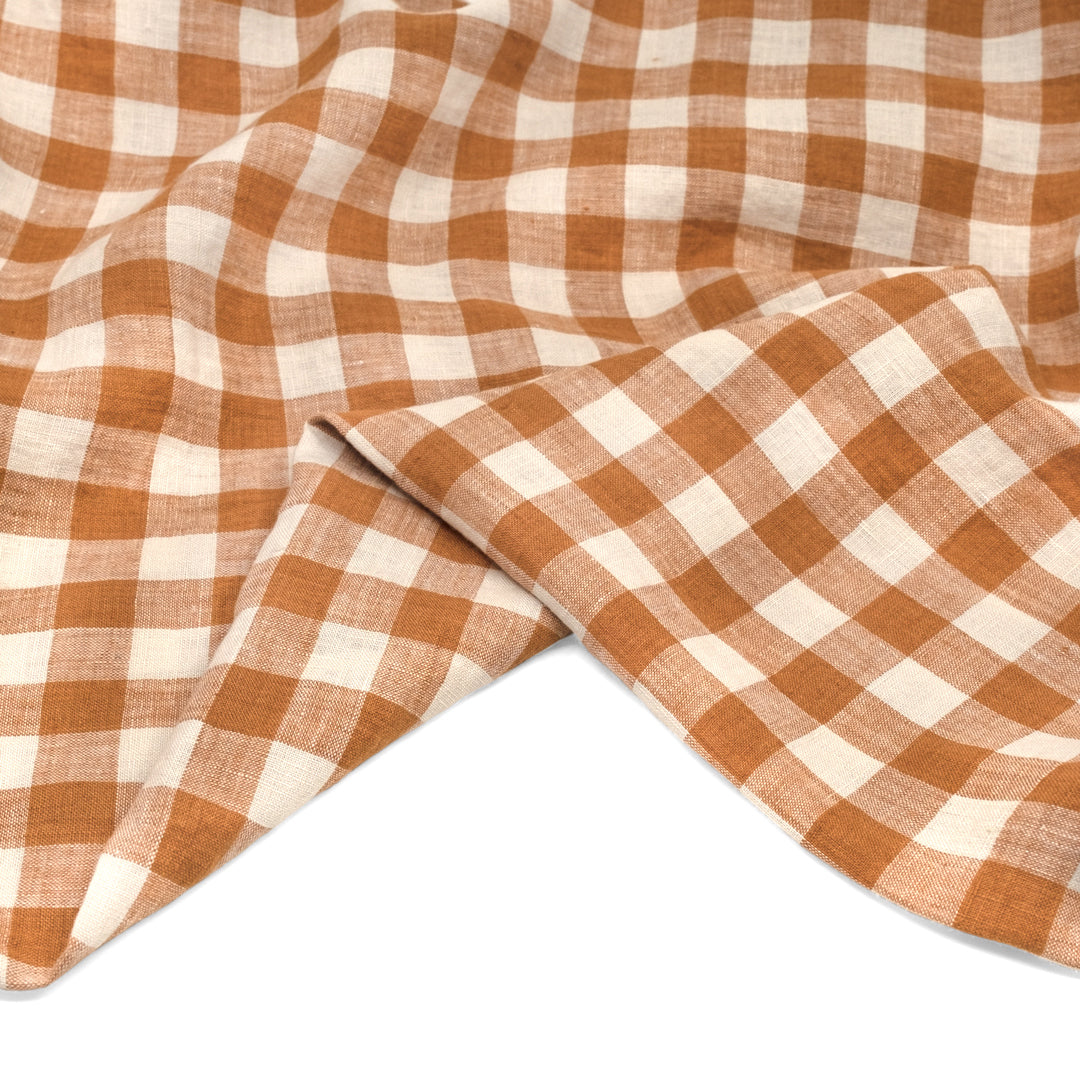 Jumbo Gingham Soft Washed Linen - Candied Ginger | Blackbird Fabrics