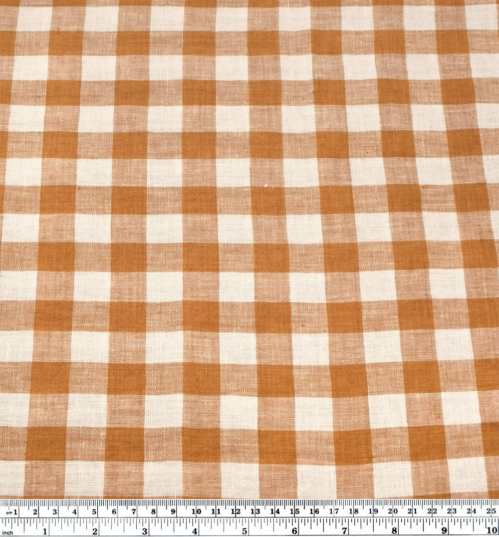 Jumbo Gingham Soft Washed Linen - Candied Ginger | Blackbird Fabrics