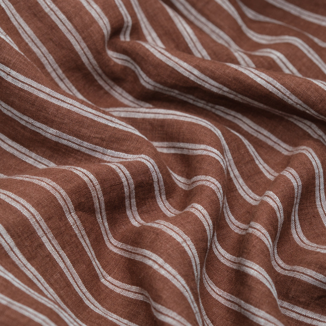 Duo Stripe Soft Washed Linen - Burrow | Blackbird Fabrics