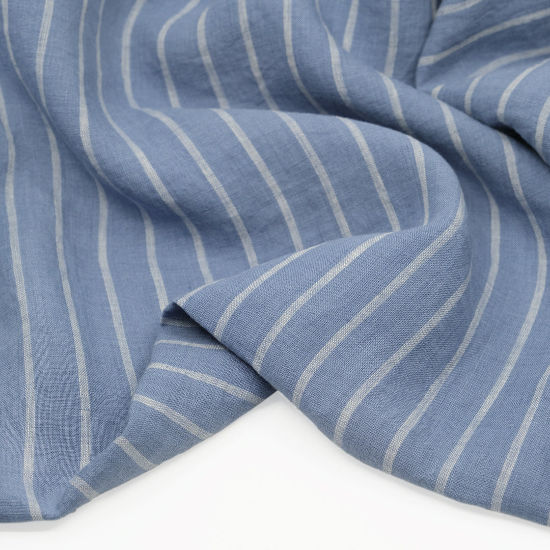 Stripe Soft Washed Linen - Frostbite | Blackbird Fabrics