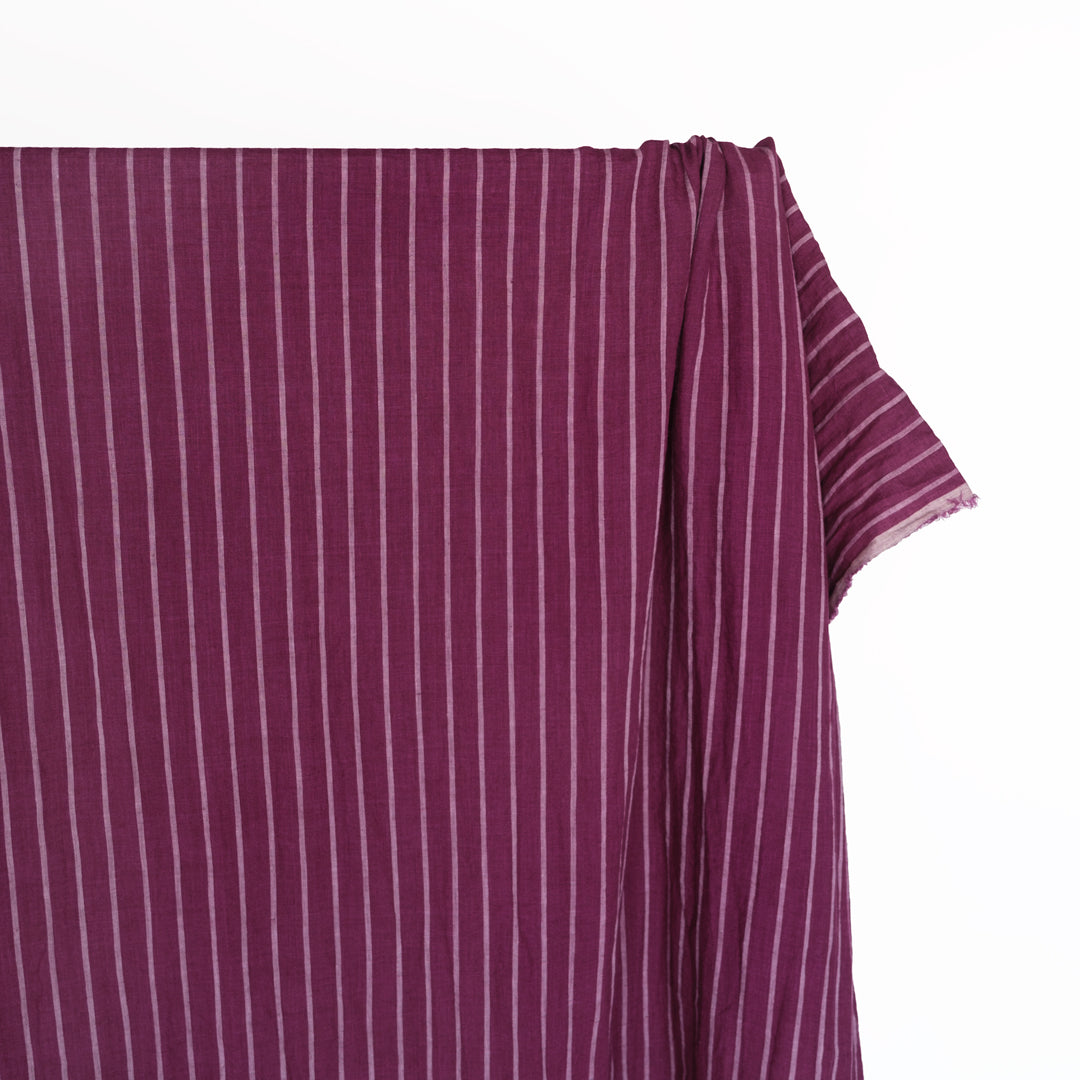 Stripe Soft Washed Linen - Berry Cobbler | Blackbird Fabrics