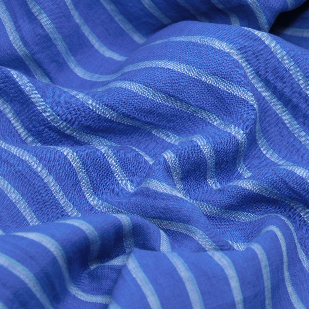 Fondant Stripe Soft Washed Linen - Coastline | Blackbird Fabrics