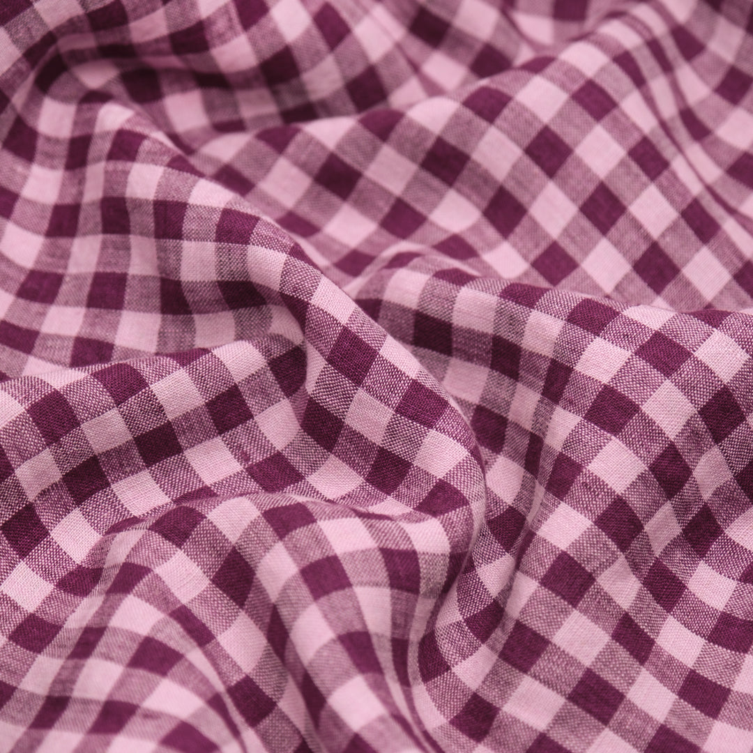 Gingham Soft Washed Linen - Grape Jelly | Blackbird Fabrics