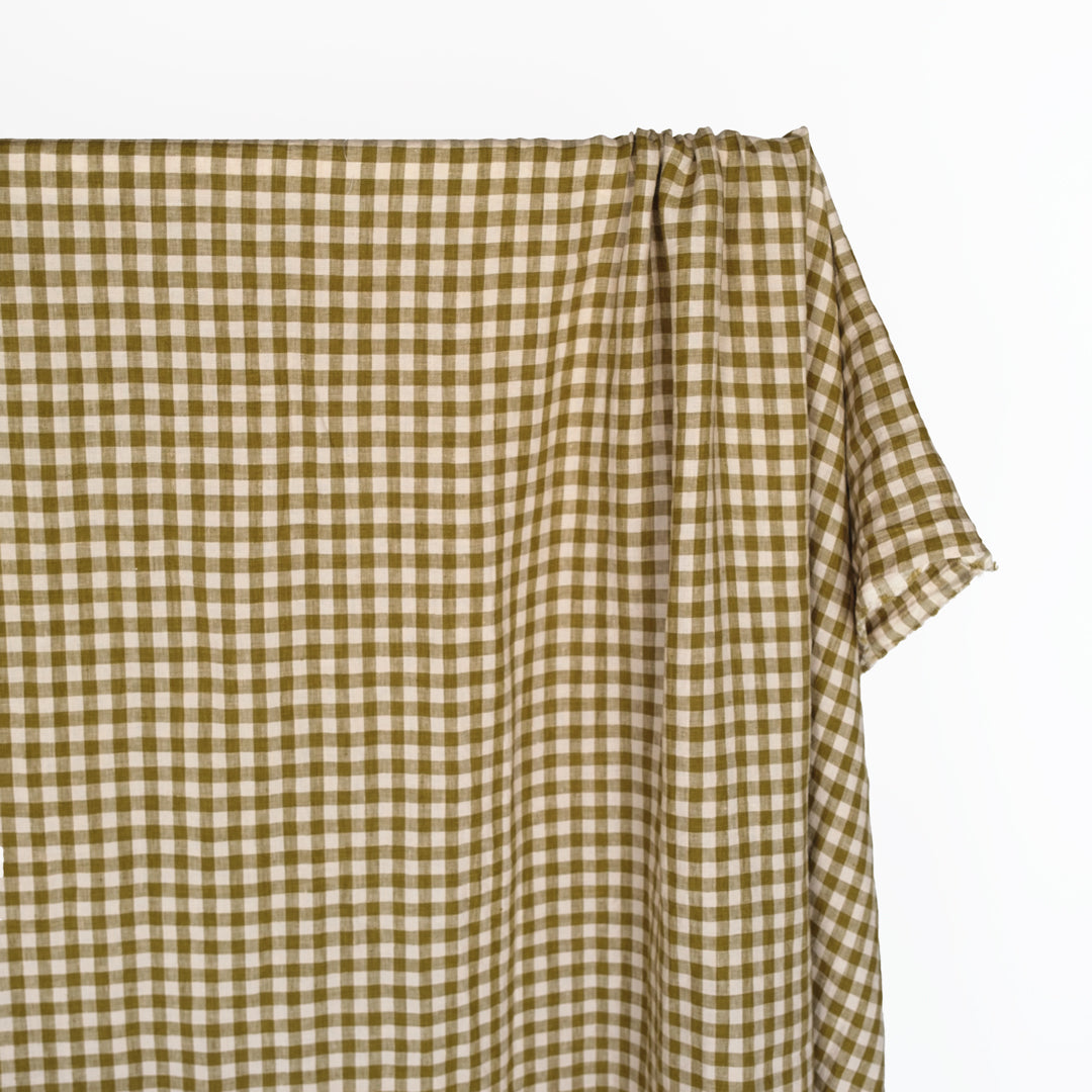 Gingham Soft Washed Linen - Artichoke Heart | Blackbird Fabrics