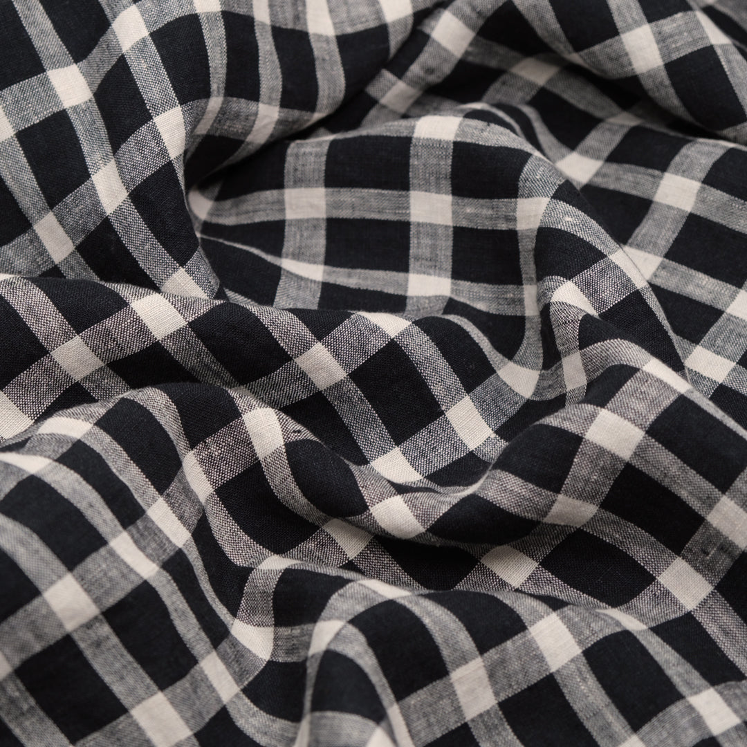 Grid Soft Washed Linen - Salted Liquorice | Blackbird Fabrics