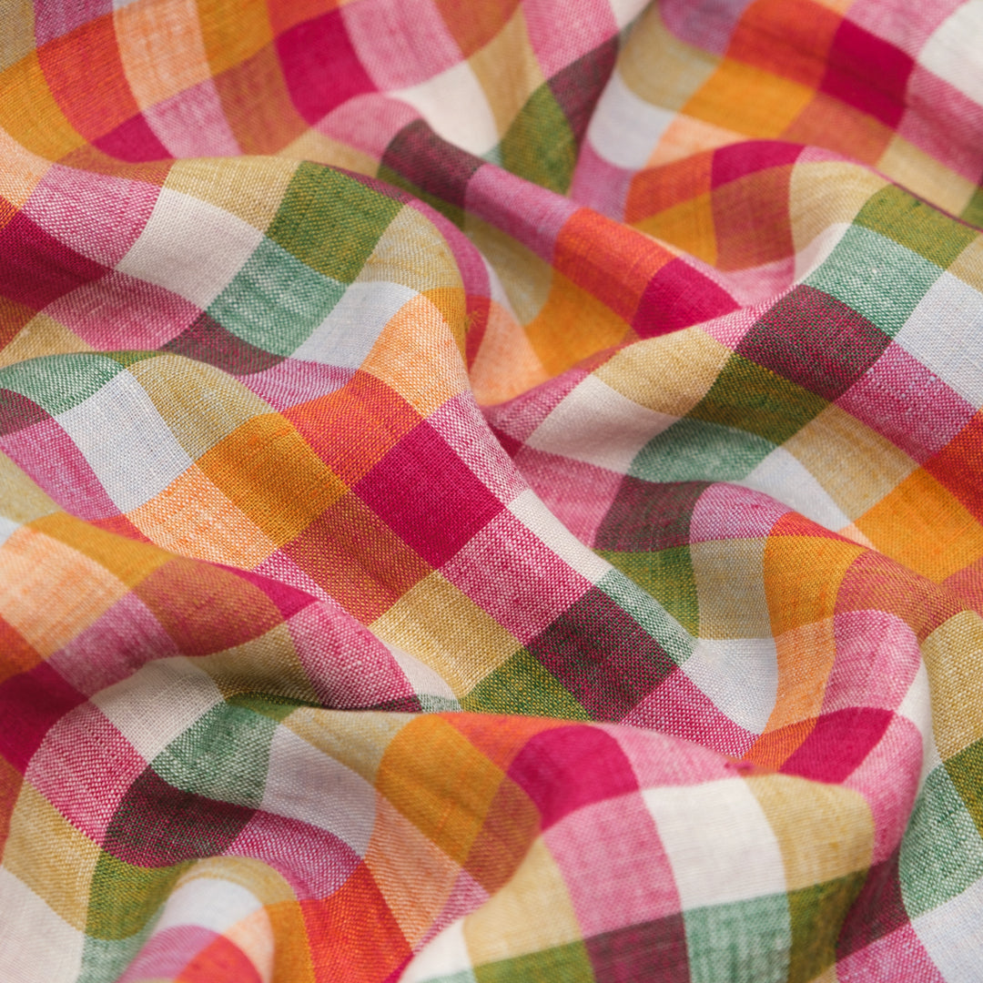 Medley Check Soft Washed Linen - Orchard | Blackbird Fabrics