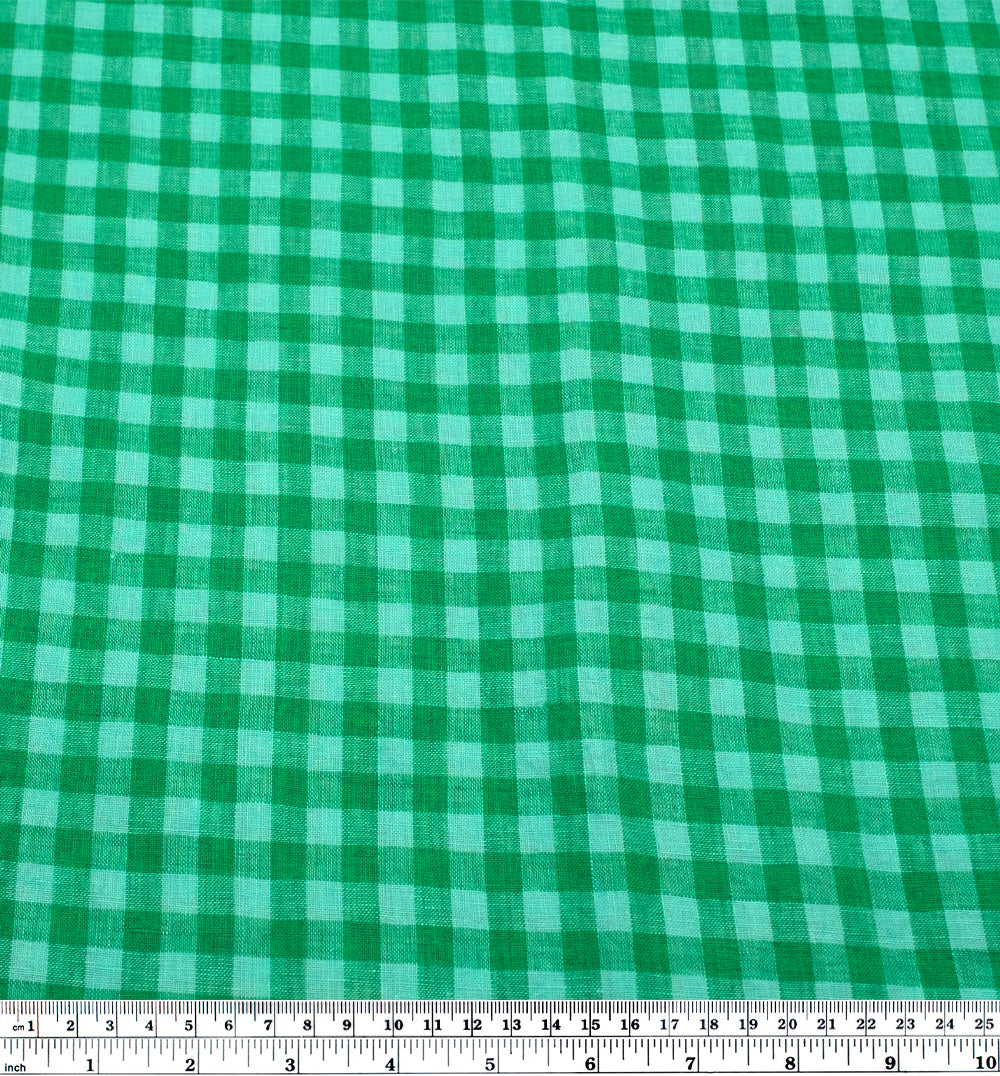 Gingham Soft Washed Linen - Surf | Blackbird Fabrics