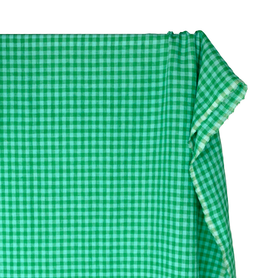 Gingham Soft Washed Linen - Surf | Blackbird Fabrics