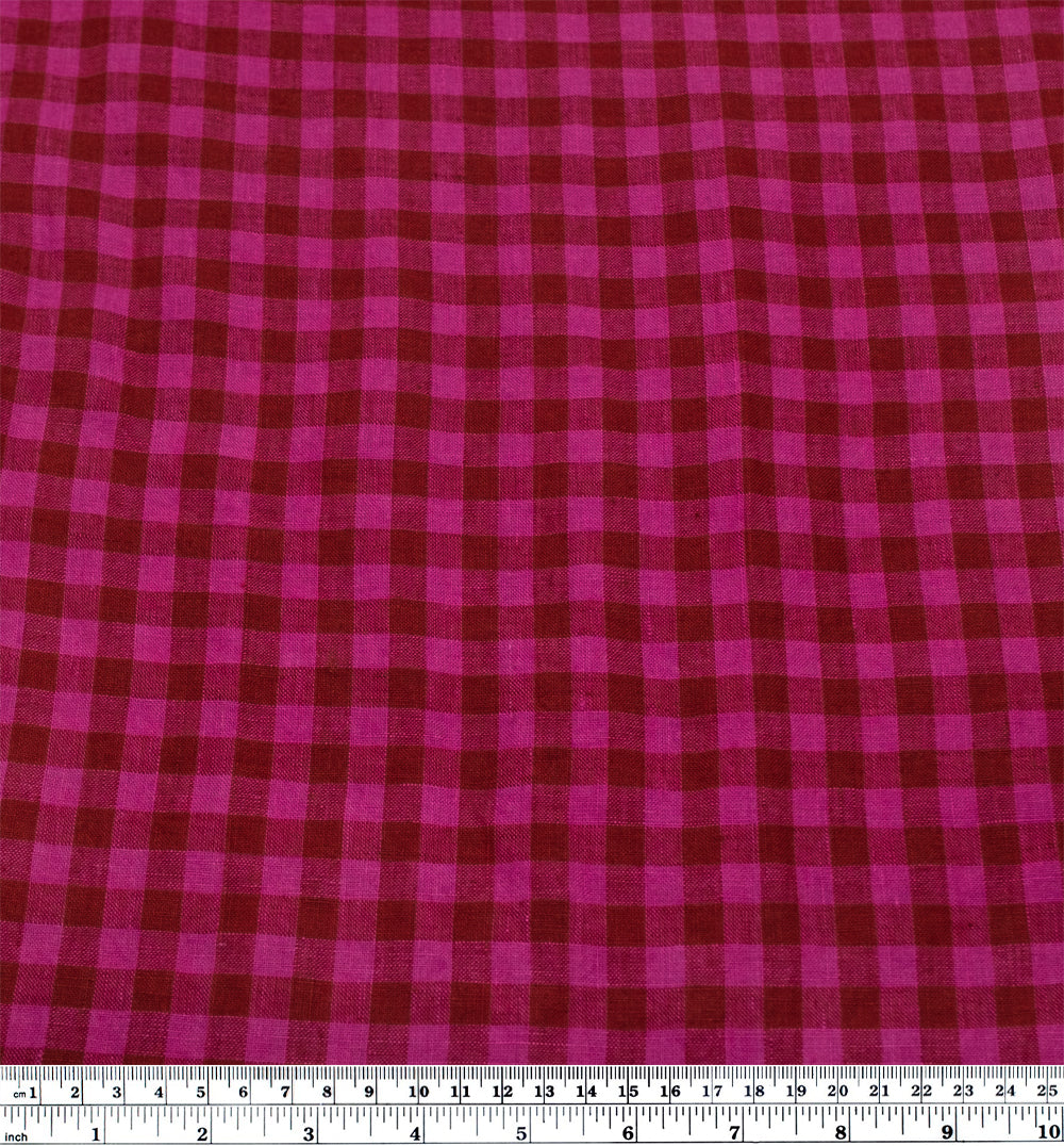 Gingham Soft Washed Linen - Cherry Jubilee | Blackbird Fabrics