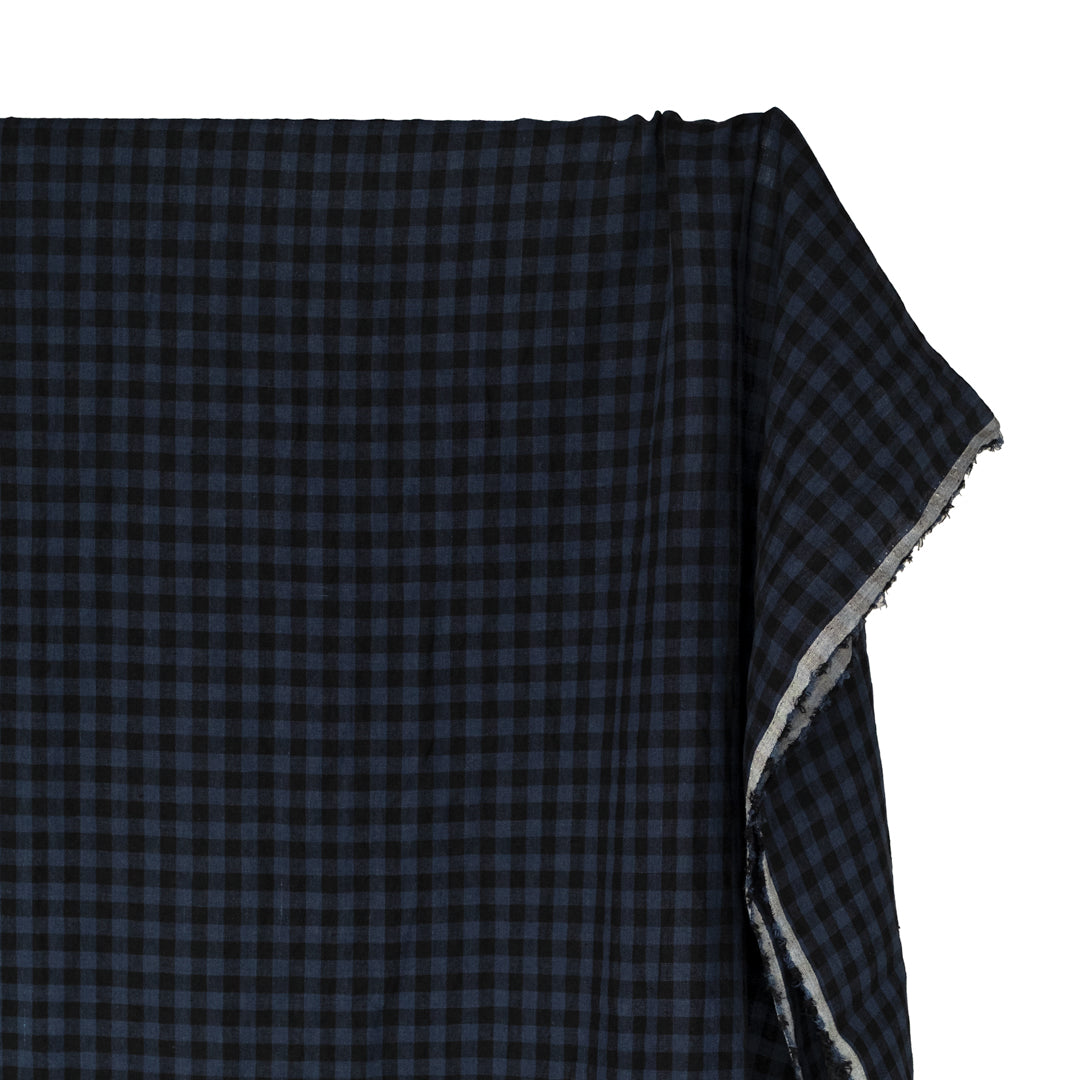 Gingham Soft Washed Linen - Storm Surge | Blackbird Fabrics