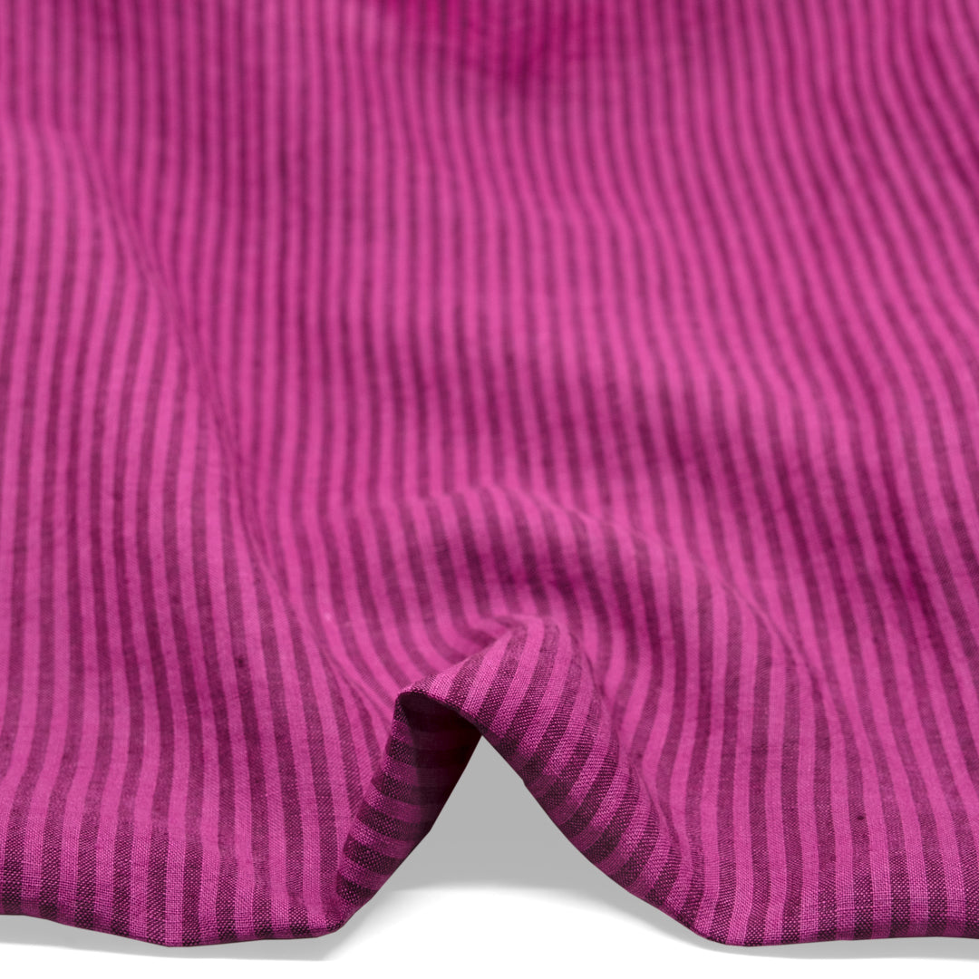 Ribbon Stripe Soft Washed Linen - Jazzberry | Blackbird Fabrics