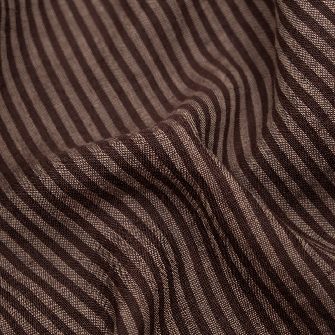 Ribbon Stripe Soft Washed Linen - Shadow | Blackbird Fabrics