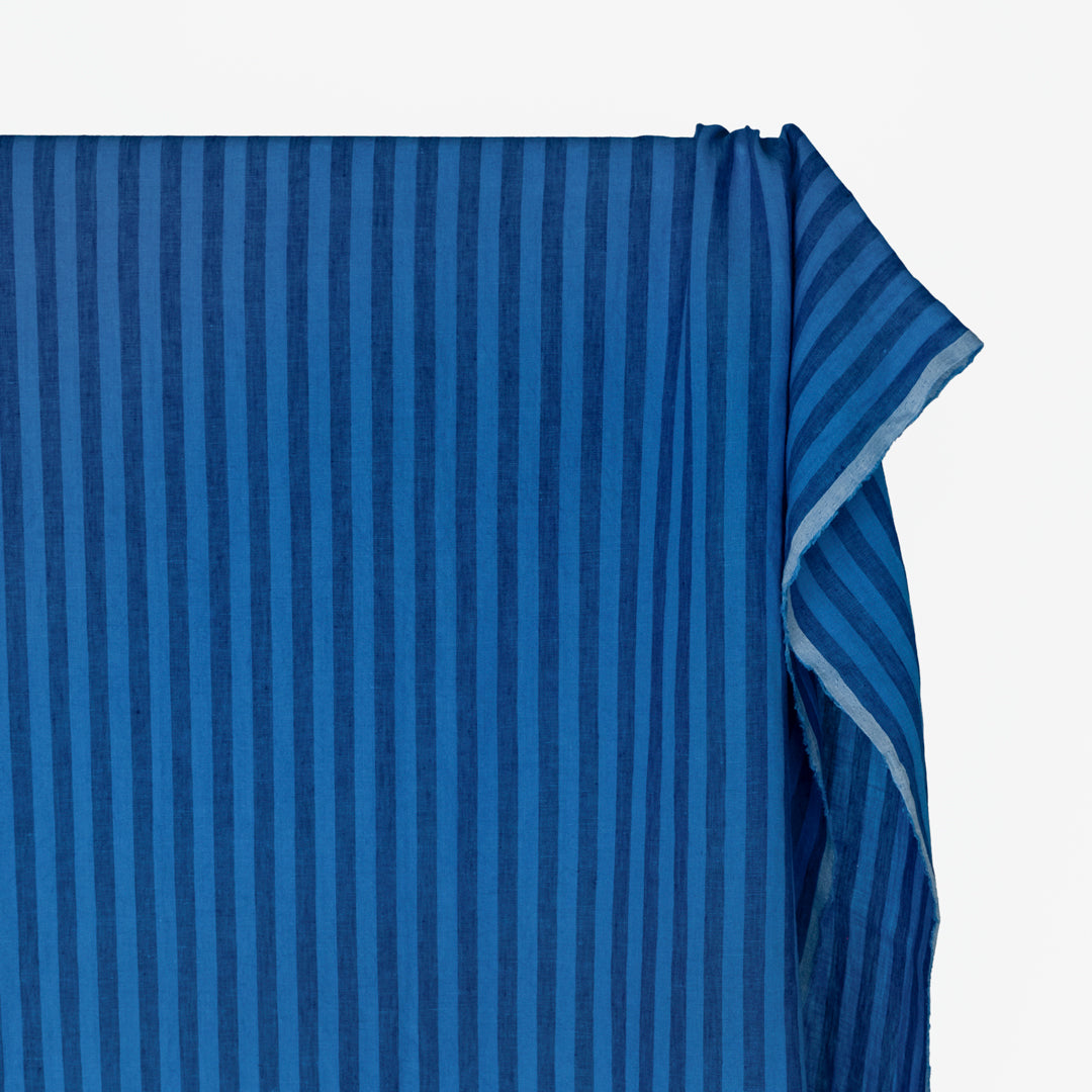 Pillar Stripe Soft Washed Linen - Skinny Dip | Blackbird Fabrics