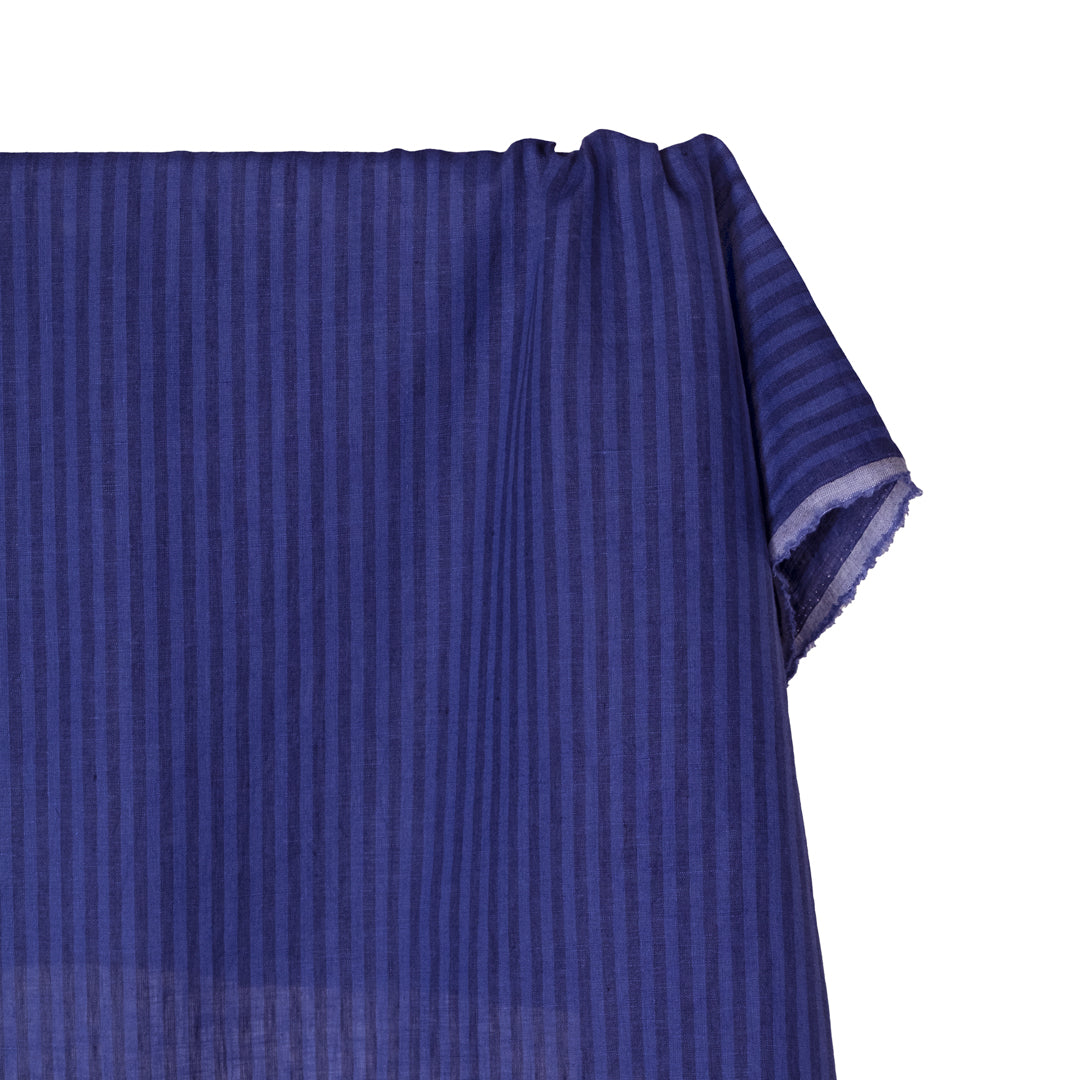 Band Stripe Soft Washed Linen - Ultramarine | Blackbird Fabrics
