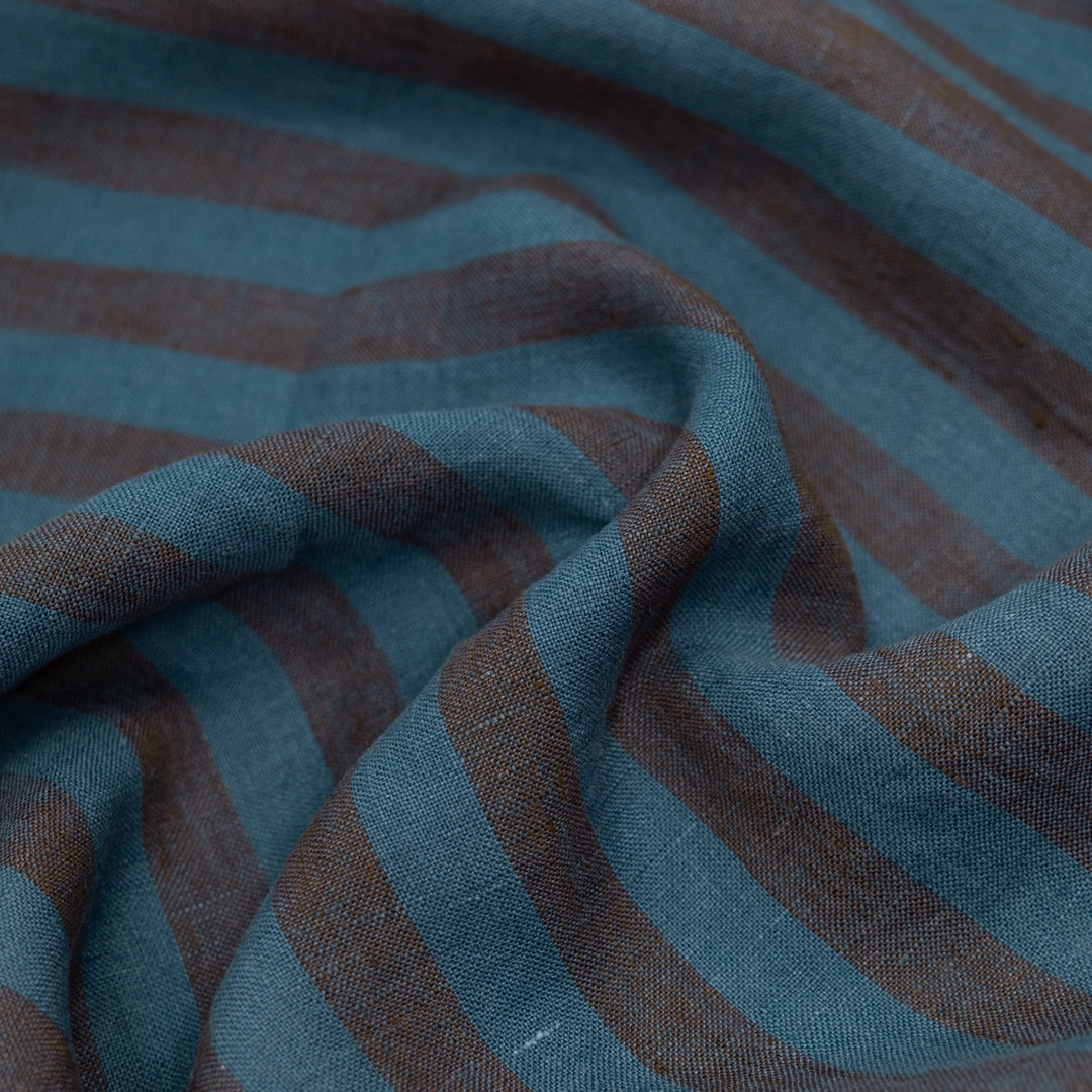 Pillar Stripe Soft Washed Linen - Tempest | Blackbird Fabrics