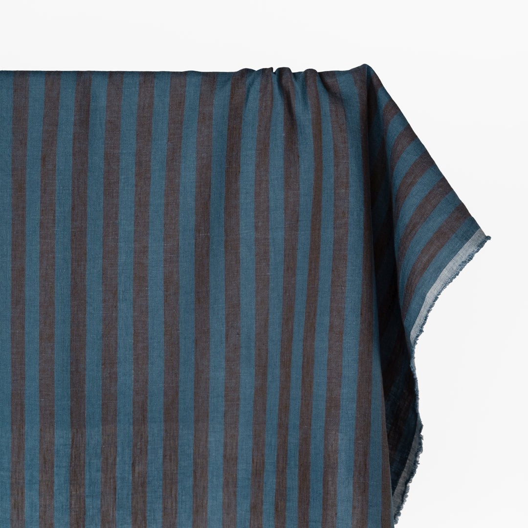 Pillar Stripe Soft Washed Linen - Tempest | Blackbird Fabrics