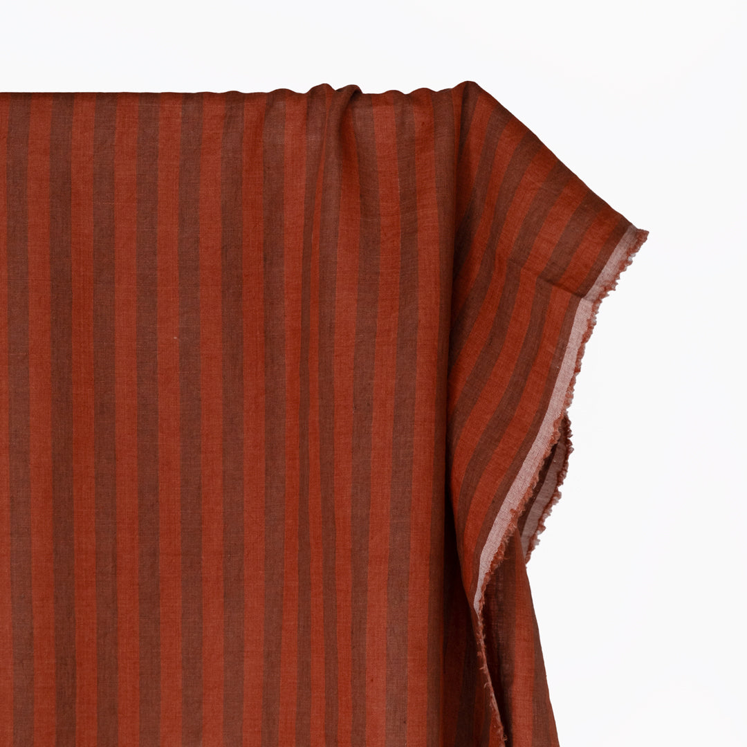 Pillar Stripe Soft Washed Linen - Redwood | Blackbird Fabrics