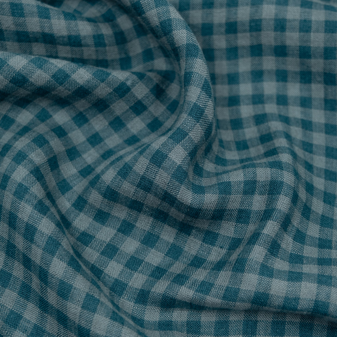 Mini Gingham Soft Washed Linen - Dragonfly | Blackbird Fabrics
