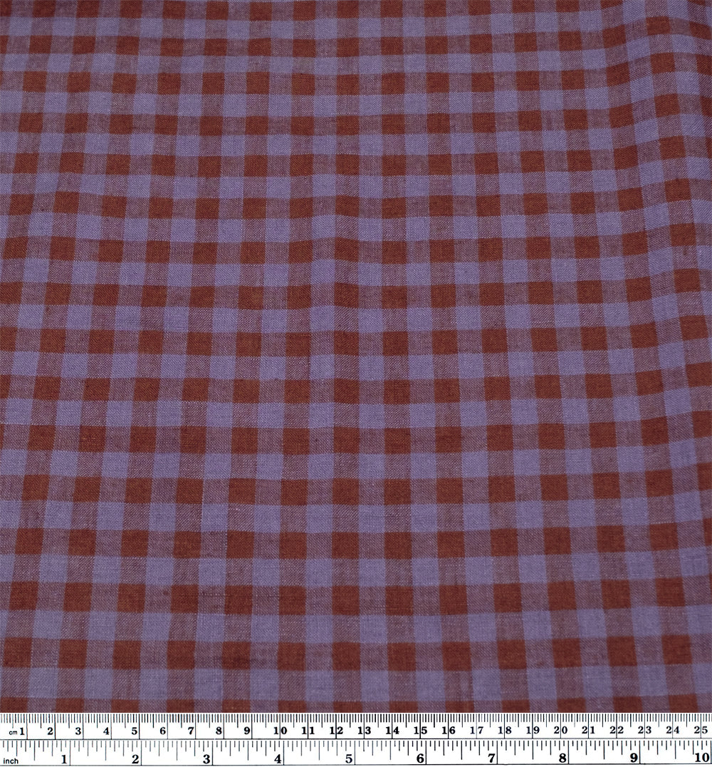 Gingham Soft Washed Linen - Plum Wine | Blackbird Fabrics