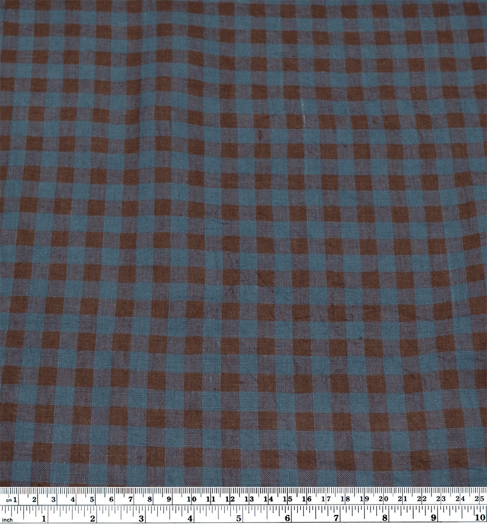 Gingham Soft Washed Linen - Tempest | Blackbird Fabrics