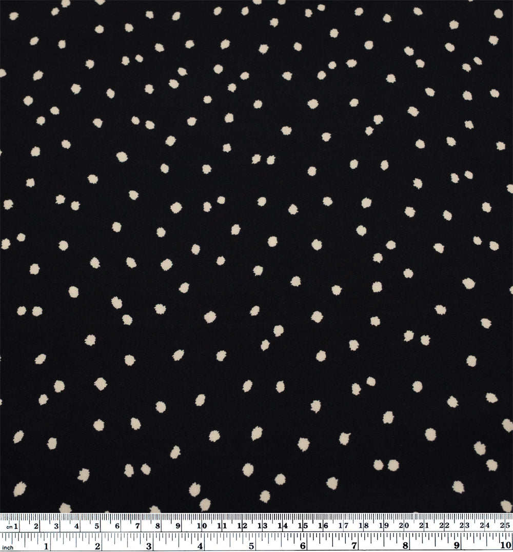 Spotty Printed Viscose Challis - Black/Ivory | Blackbird Fabrics