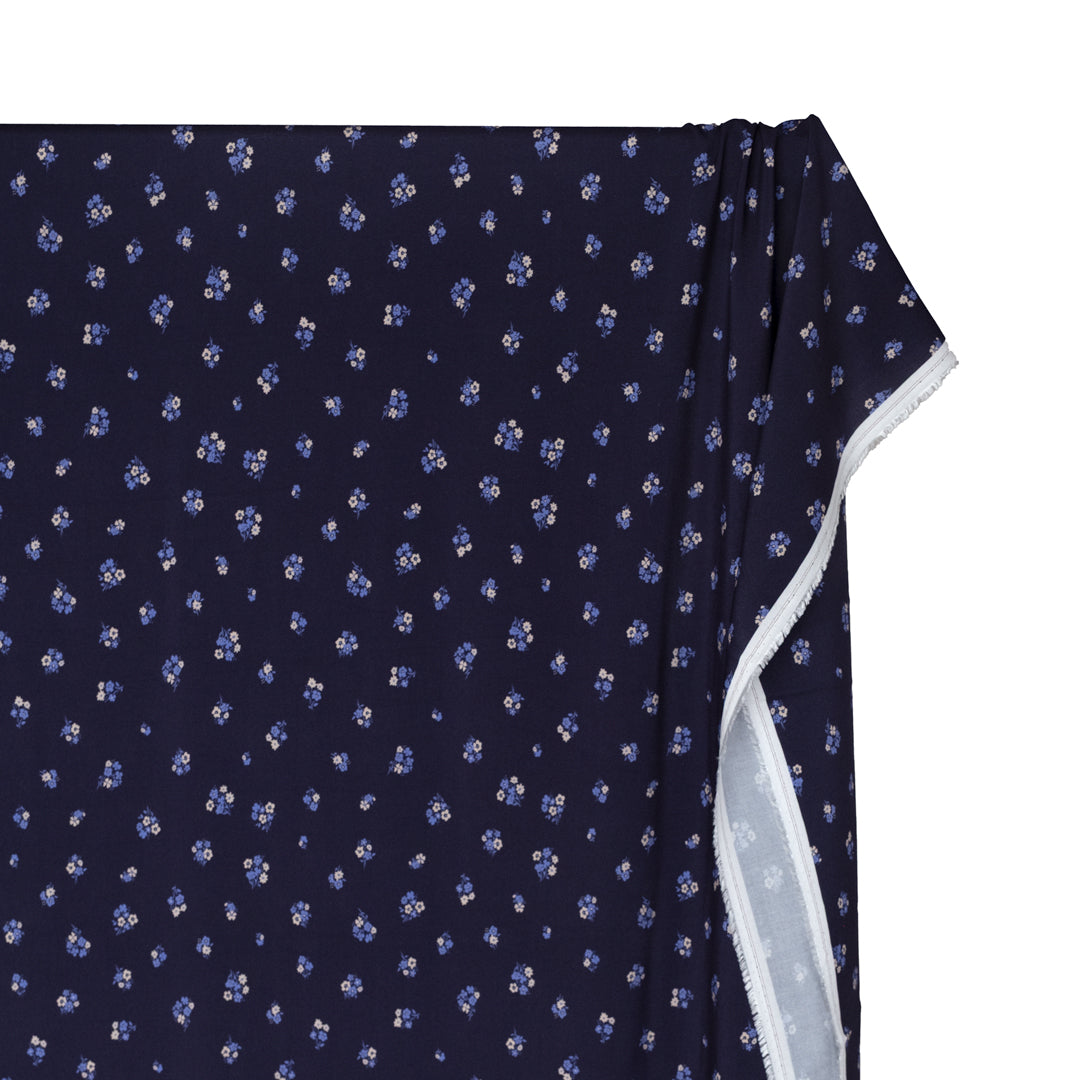 Petite Posy Printed Viscose Challis - Navy/Belize/Cream | Blackbird Fabrics