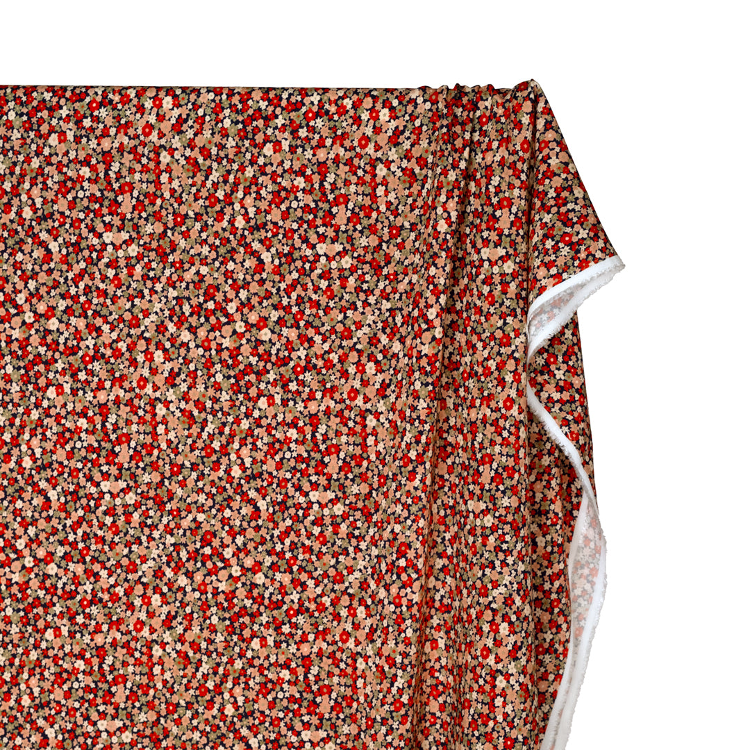 Bloomscape Viscose Challis - Navy/Red Clay/Sage | Blackbird Fabrics