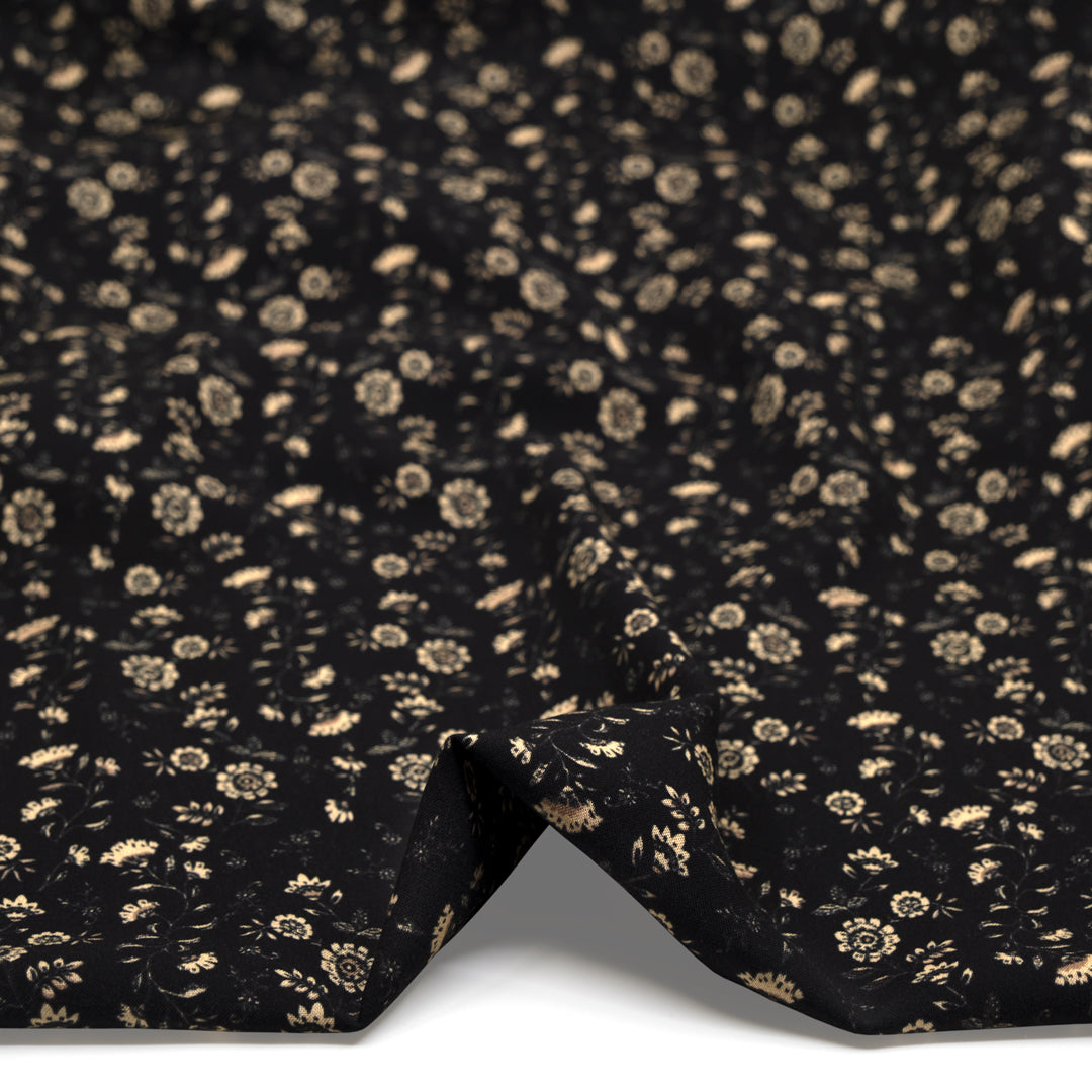 Frankincense Printed Viscose Challis - Ink/Parchment | Blackbird Fabrics