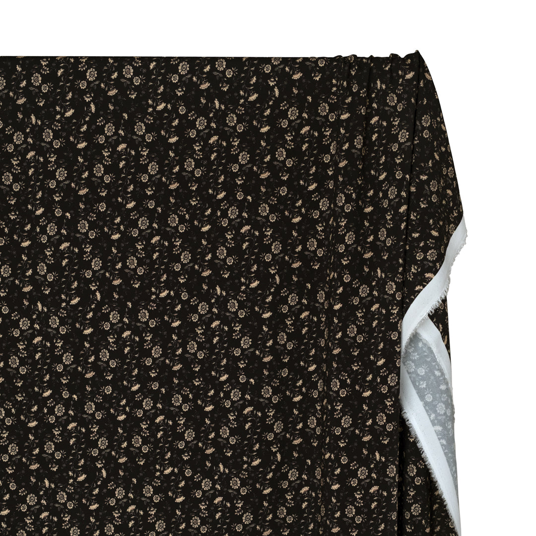 Frankincense Printed Viscose Challis - Ink/Parchment | Blackbird Fabrics