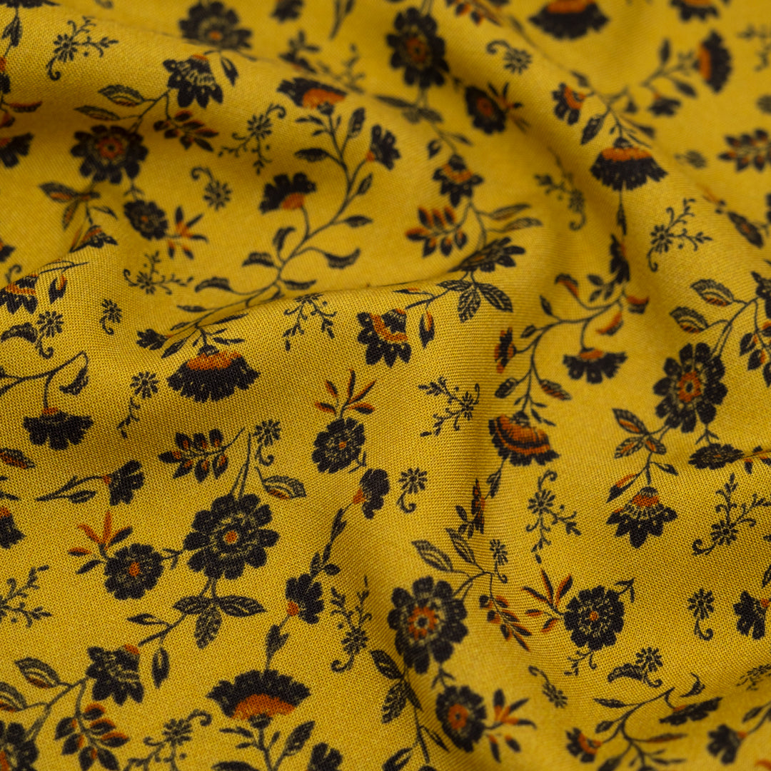 Frankincense Printed Viscose Challis - Citron/Multi | Blackbird Fabrics