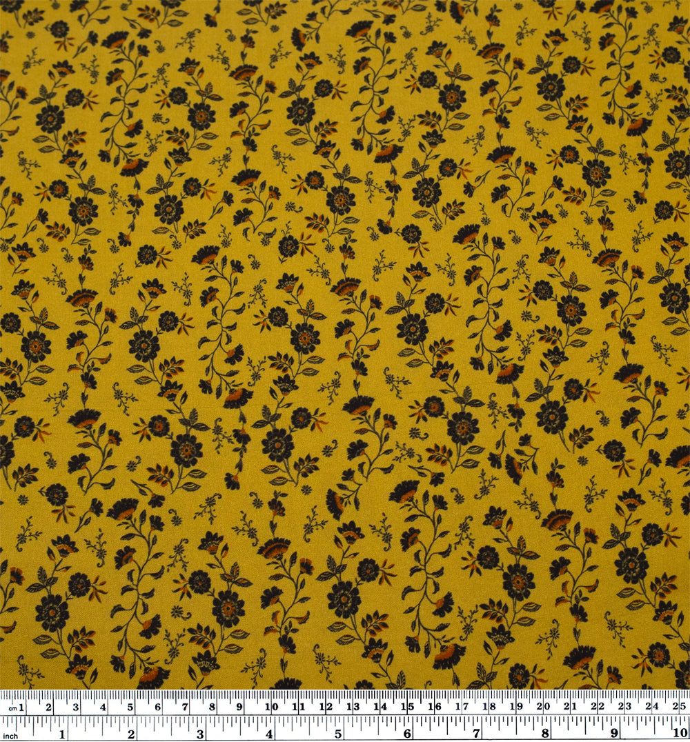 Frankincense Printed Viscose Challis - Citron/Multi | Blackbird Fabrics