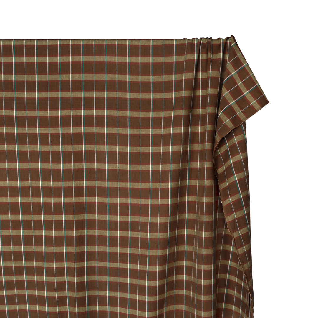 Plaid Handwoven Cotton - Bark/Viridian/Multi | Blackbird Fabrics