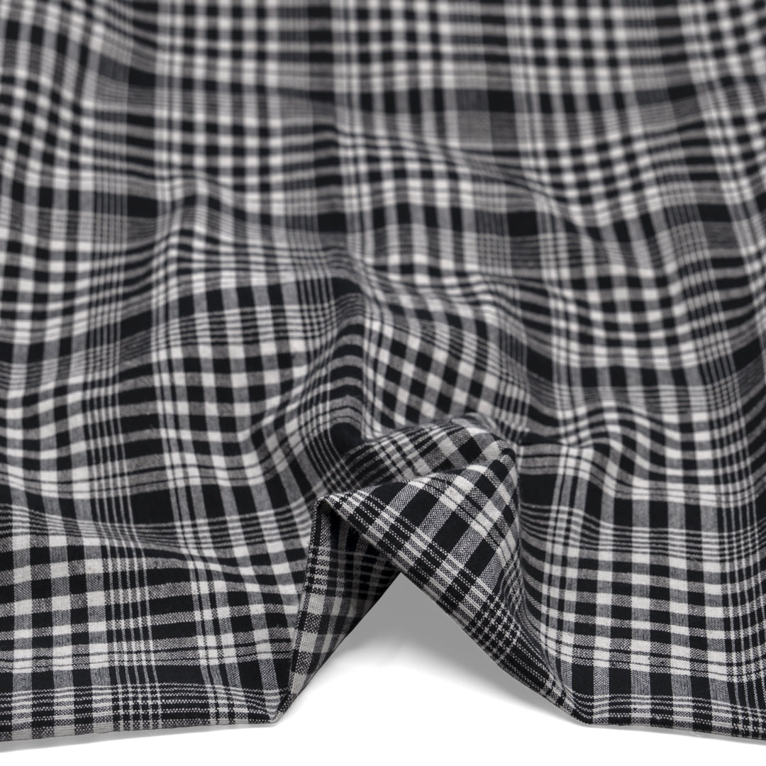 Plaid Handwoven Cotton Hemp Blend - Black/White | Blackbird Fabrics